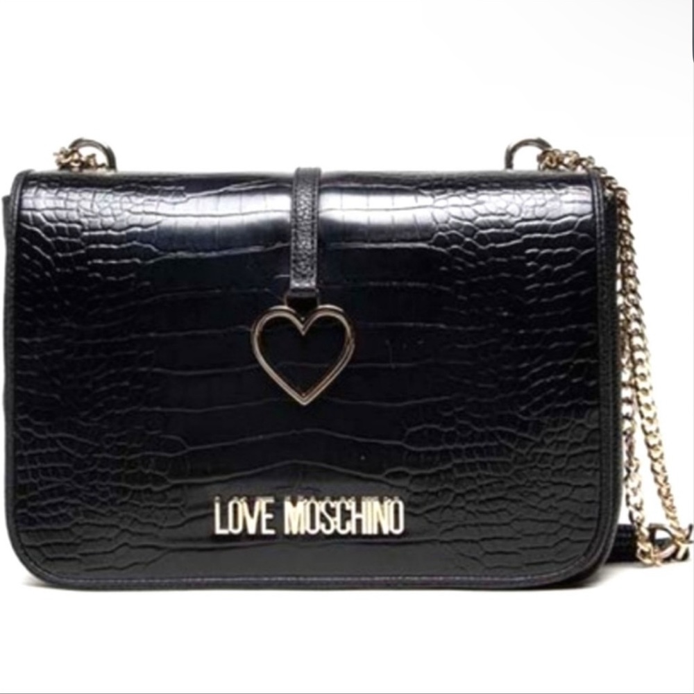 LOVE MOSCHINO Croc Embossed Shoulder Bag Authentic